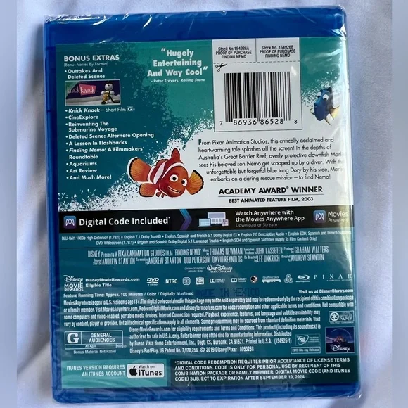 Finding Nemo Blu Ray Movie Disney - Picture 2 of 2